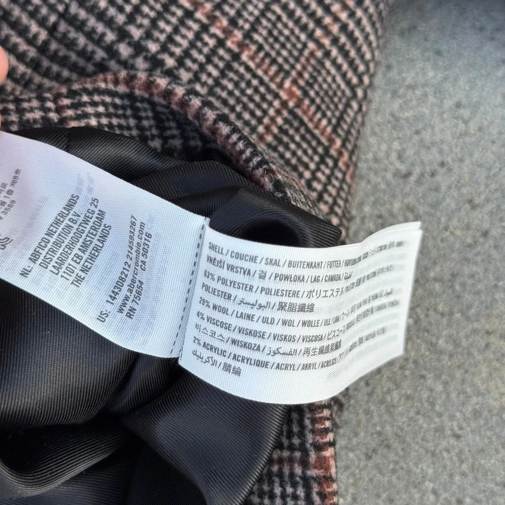 Abercrombie & Fitch Brown Plaid Wool Blend Blazer Jacket XXSP Petite - Picture 3 of 7